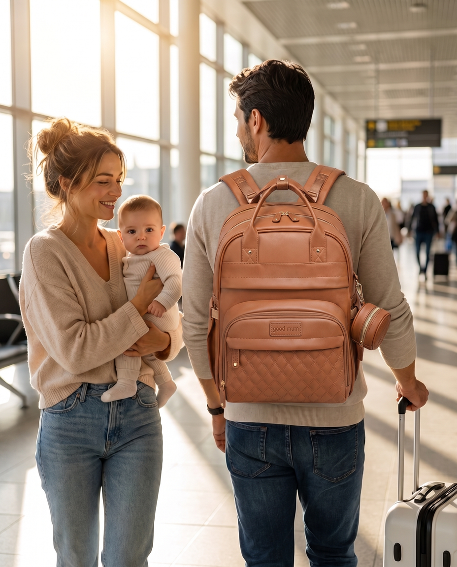 Ayviora Lune Bag Cognac - gezin op reis