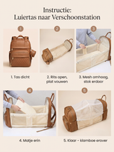 Ayviora Lune Bag Cognac - stappenplan openklappen verschoonstation