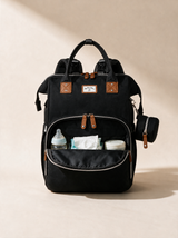Ayviora Cloud Bag Noir - geopend met alle vakken zichtbaar