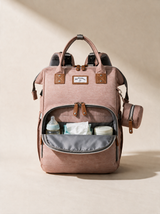 Ayviora Cloud Bag Rose - geopend met alle vakken zichtbaar