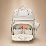 Ayviora Lune Bag Crème - geopend met flesjes en luiers