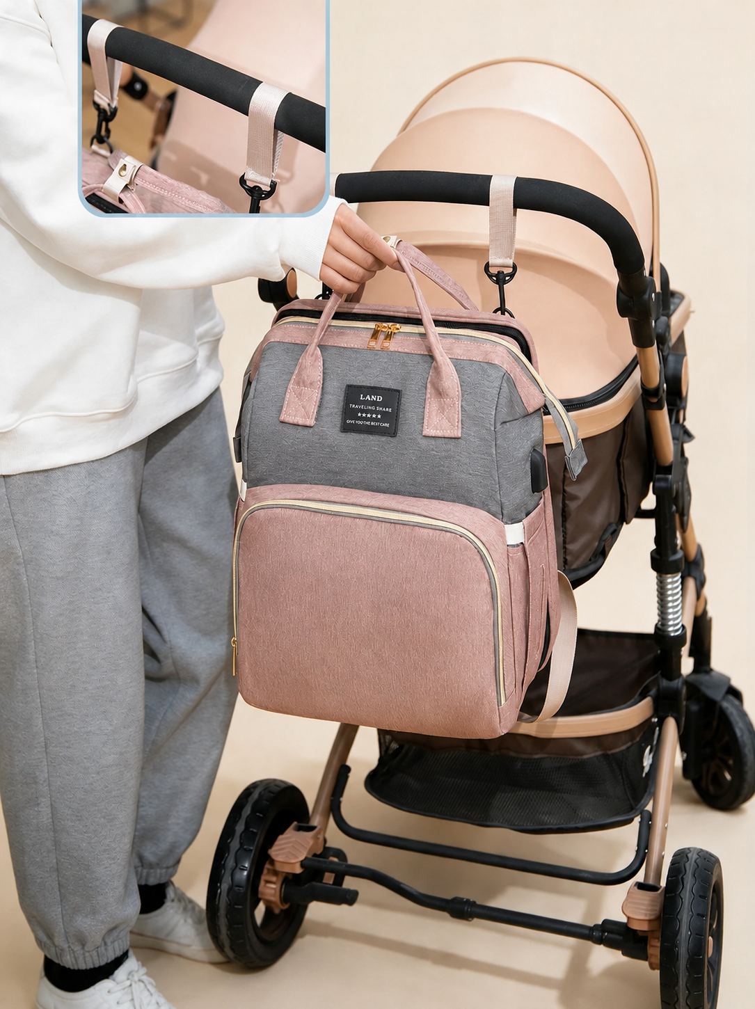 Ayviora Nest Bag Alle kleuren - infopaneel kinderwagen-haak