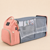 Ayviora Nest Bag Rose - uitgevouwen als babybedje, 3/4 hoek