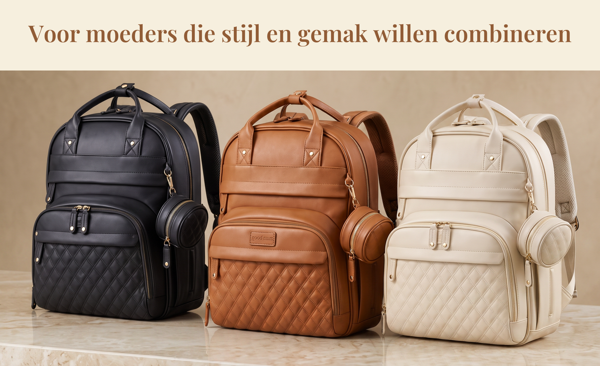 Ayviora Lune Bag in Noir, Cognac en Creme - voor moeders die stijl en gemak willen combineren